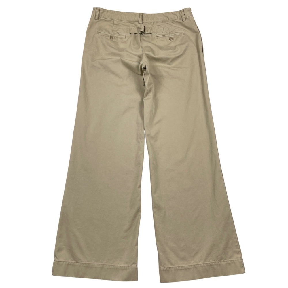 Ralph Lauren Wide Leg Trousers Womens 12 Khaki Tan Cinch Buckle Back Vtg Pant